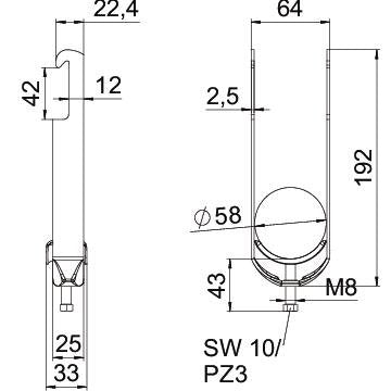 OBO Bettermann - Bügelschelle BS-W2-M-58 FT 2-fach − 25 Stück