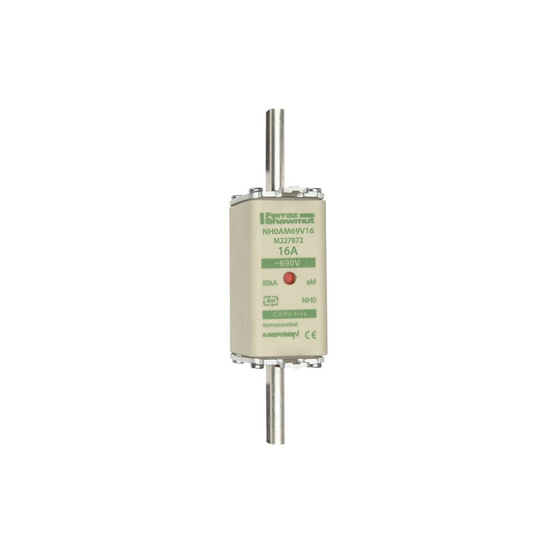 Mersen - Messersicherung Sicherungseinsatz NH aM NH0AM69V16 Gr.0 16A sfü KM − 3 Stück
