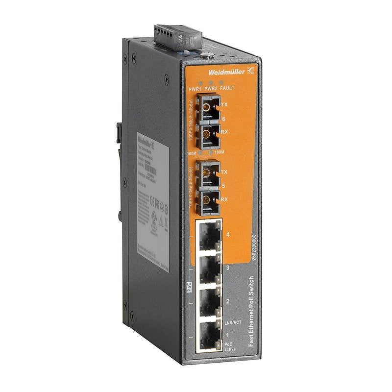 Weidmüller - Netzwerk Switch Netzwerk-Switch IE-SW-EL06-4POE-2SC 4x RJ45 PoE+,2xSC-MM