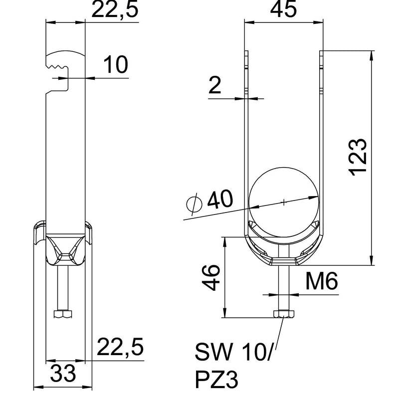 OBO Bettermann - Bügelschelle BS-F2-M-40 FT 2-fach − 50 Stück