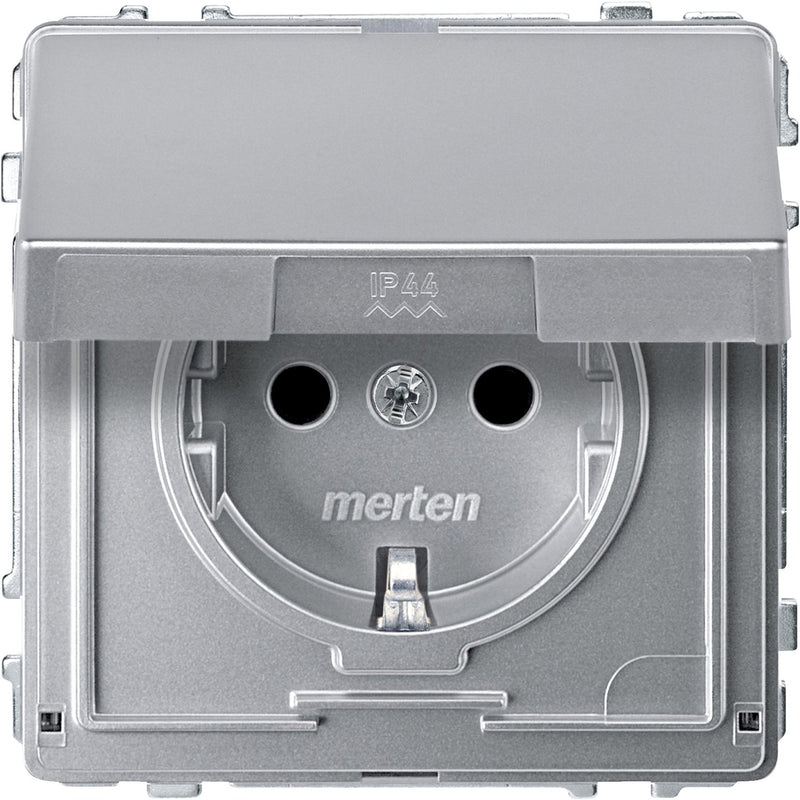 Merten - Steckdose SCHUKO-Steckdose alu MEG2310-7260 Klappdeckel