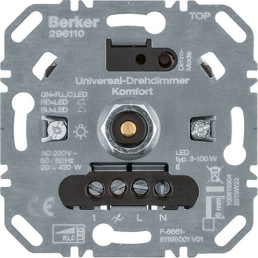 Berker - Dimmer Uni-Drehdimmer Komfort 296110 (R,L,C,LED), Softr