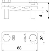 OBO Bettermann - Verbinder für Blitzschutz Diagonalklemme 250 AS-FT St, FT − 25 Stück