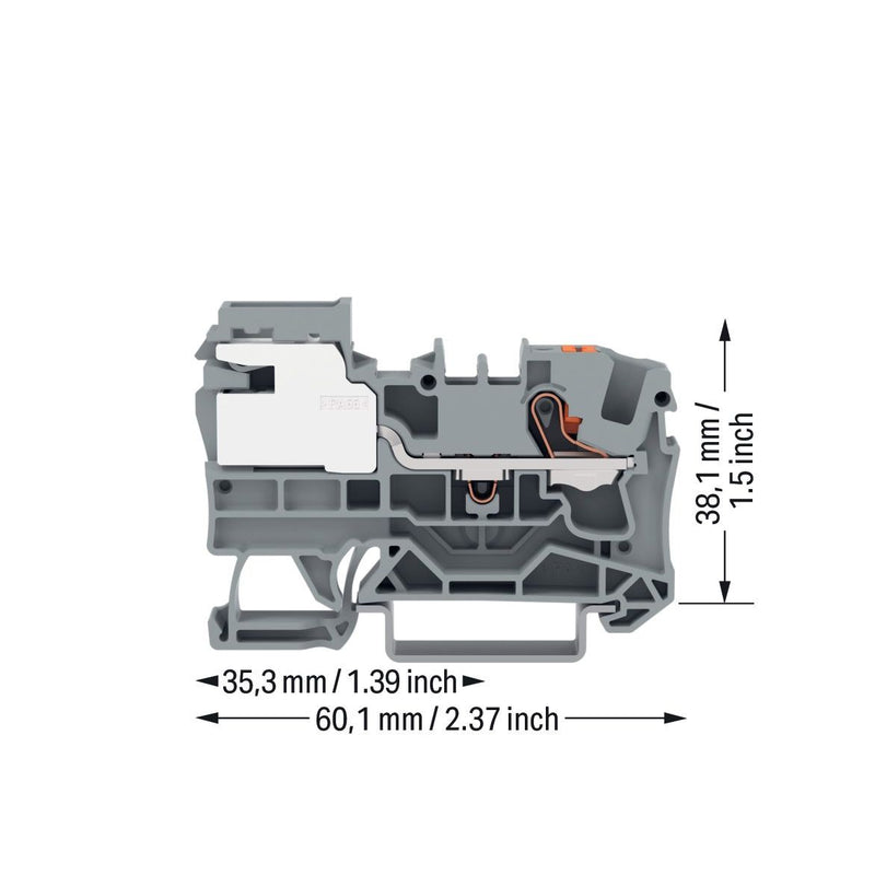 WAGO - Neutralleitertrenn-Reihenklemme Potentialausgleichsklemme 2206-7111 6 mm²,Push − 50 Stück