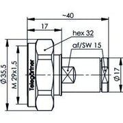 Telegärtner - Koax-Steckverbinder 7-16 Kabelstecker 50 Ohm 100024390 RG-214/U RG-213/U