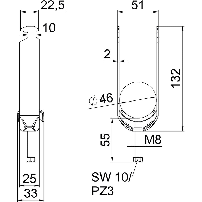 OBO Bettermann - Bügelschelle BS-H2-M-46 A2 2-fach − 25 Stück