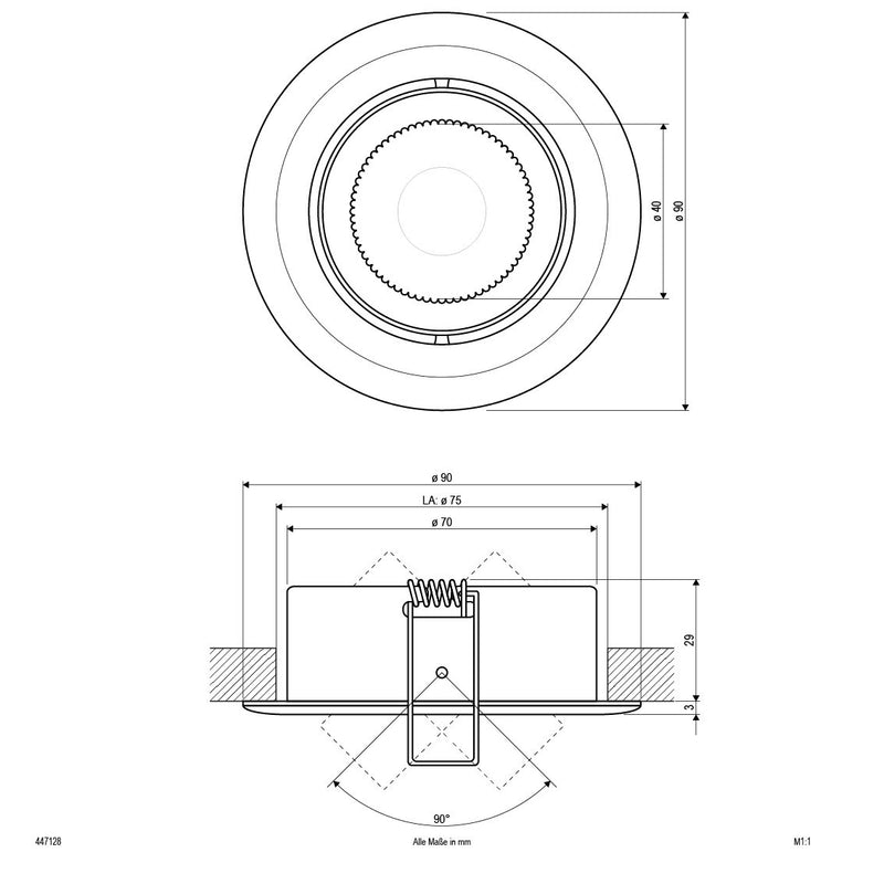 EVN Lichttechnik - Downlight/Strahler/Flutlicht Einbauleuchte alu 447 128 12V GX5,3 50W