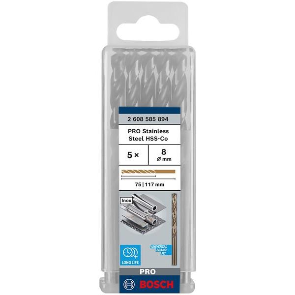 Bosch - Bohrer PRO Stainless Steel HSS-Co 2608585894 Spiralbohrer 8 x 75