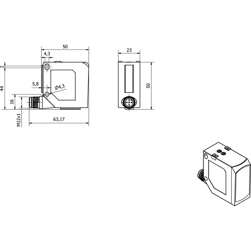 Ipf Electronic - Optischer Abstandssensor Sensor Laser, Taster PT230020 50x50x23mm, Sn:100-5