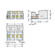 WAGO - Kabelsteckverbinder für Leiterplattensteckverbinder 1-Leiter-Stiftleiste 723-603/032-000 CAGECLAMP,2,5mm²,lgr − 50 Stück