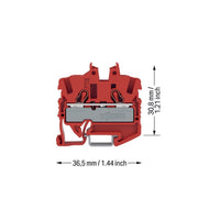WAGO - Durchgangs-Reihenklemme 2-LeiterMini-Durchgangskl. 2052-1203 2,5 mm²,rot − 100 Stück