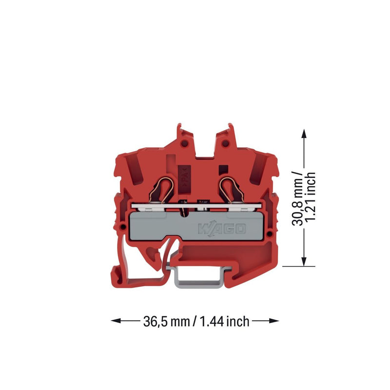 WAGO - Durchgangs-Reihenklemme 2-LeiterMini-Durchgangskl. 2052-1203 2,5 mm²,rot − 100 Stück