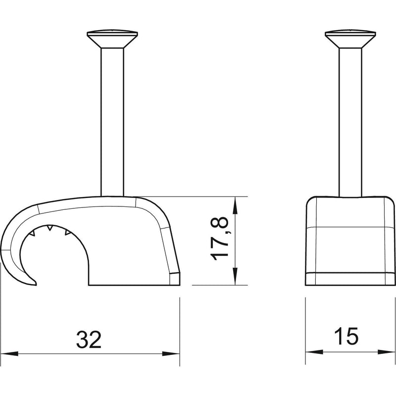 OBO Bettermann - Nagelschelle (für Kabel) Haft-Clip m.Nagel 2028 40 LGR − 100 Stück