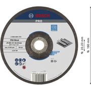 Bosch - Trenn-/Schleifscheibe PRO Metal Schleifscheibe, 2608600379 180 x 8 x 22.23 mm