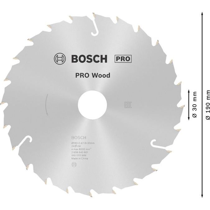 Bosch - Kreissägeblatt PRO Wood Kreissägeblatt, 2608640801 190 x 2,4 x 30 mm