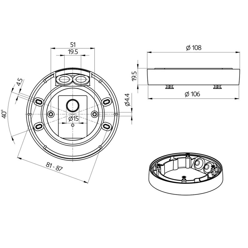 BEG Brück Electronic - Zubehör/Ersatzteile für Bewegungsmelder Montageset IP54 93752 verkehrsweiß