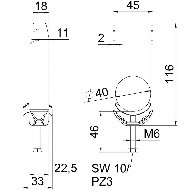 OBO Bettermann - Bügelschelle BS-U2-M-40 FT 2-fach − 50 Stück