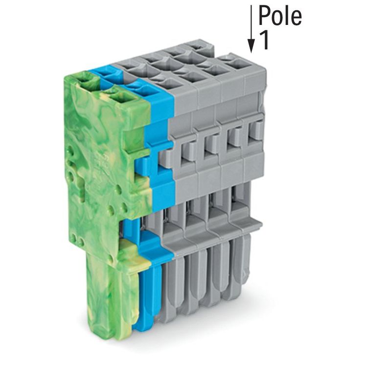 WAGO - Ein- und mehrpolige Klemmenleiste 1-Leiter-Federleiste 769-106/000-039 4mm²,gr/bl/gn-ge − 25 Stück