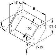 Niedax - Bogen für Kabelrinne Universal-Steigstück RSDU 100.400-1.5S OV 2x45°, 100x400mm