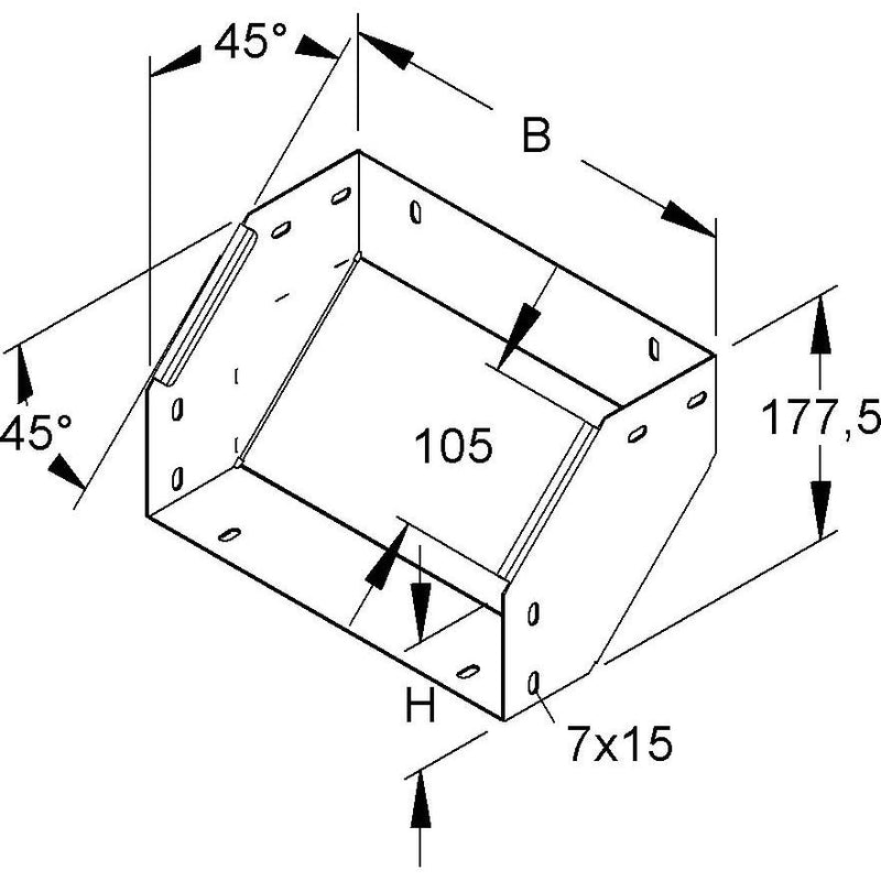 Niedax - Bogen für Kabelrinne Universal-Steigstück RSDU 100.400-1.5S OV 2x45°, 100x400mm