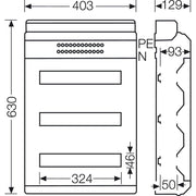 Hensel - Installationskleinverteiler KV 90-Automatengehäuse KV 9354 NT 54 TE, IP 65