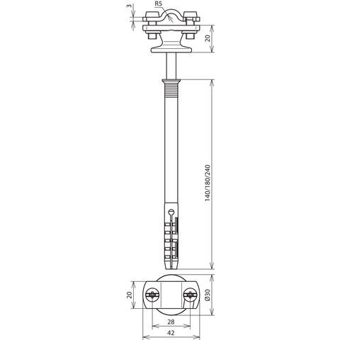 DEHN - Leitungshalter für Blitzschutz Leitungshalter LHZS7.10ABD10#273742 f. Rd 7-10mm St/tZn