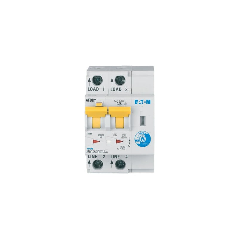 Eaton - Kombination FI-Schalter/Leitungsschutzschalter mit Zusatzeinrichtung Brandschutzschalter AFDD-25/2/C/003-G/A 2p,C,25A,30mA,TypG/A