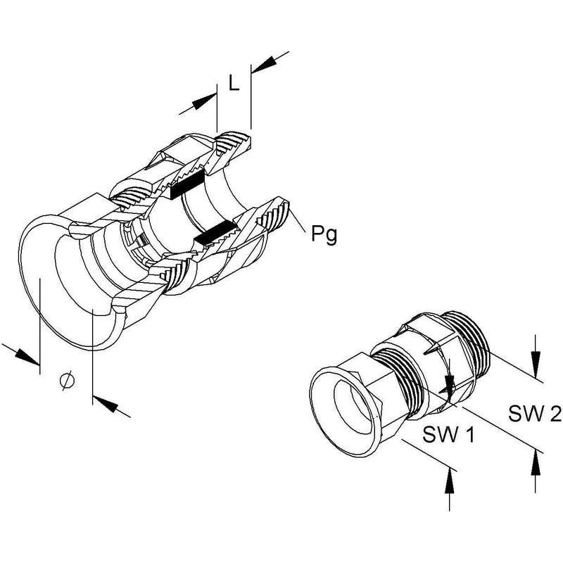 HKL - Kabelverschraubung 2236/13 gr,D=10-12mm − 25 Stück