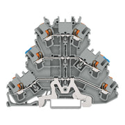 WAGO - Schutzleiter-Reihenklemme Dreistockklemme 2202-3218 2,5 qmm, grau − 50 Stück