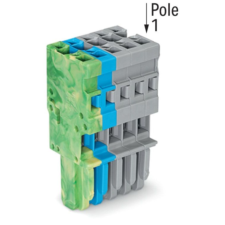 WAGO - Ein- und mehrpolige Klemmenleiste 1-Leiter-Federleiste 769-105/000-039 4mm²,gr/bl/gn-ge − 50 Stück