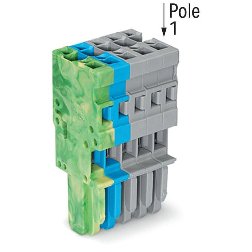 WAGO - Ein- und mehrpolige Klemmenleiste 1-Leiter-Federleiste 769-105/000-039 4mm²,gr/bl/gn-ge − 50 Stück