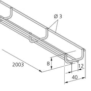 Pflitsch - Gitterrinne Gitterkanal GK 40x20 V2A D=3mm,L=2004mm − 1 Stück