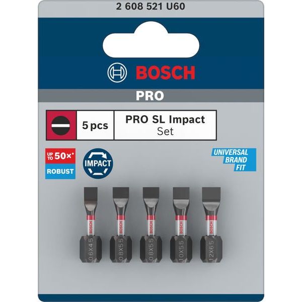Bosch - Bit-Set PRO SL Impact Bit 2608521U60VE(5) Set, 25 mm, 5-tlg