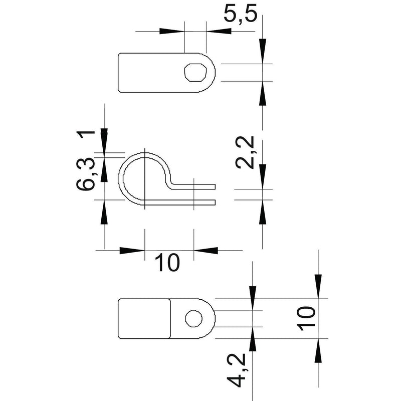 OBO Bettermann - Befestigungsschelle für Kabel/Rohre Befestigungsschelle 255 6.5 LGR Iso,gr − 100 Stück