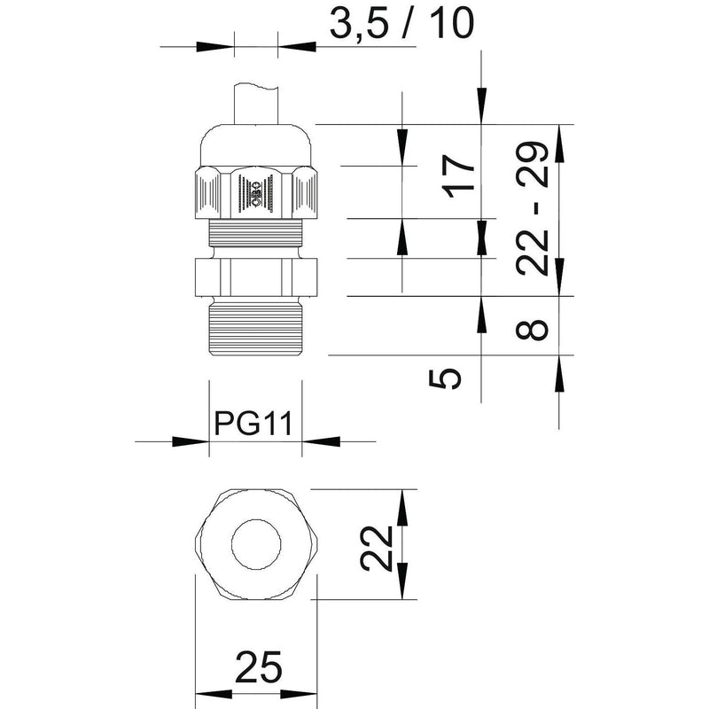 OBO Bettermann - Kabelverschraubung Verschraubung V-TEC PG11 LGR