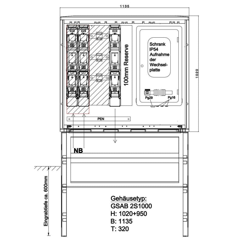 GSAB Elektrotechnik - Zähler-Komplettschrank Wandlermessung 24.W250.001 STW Bonn 250A
