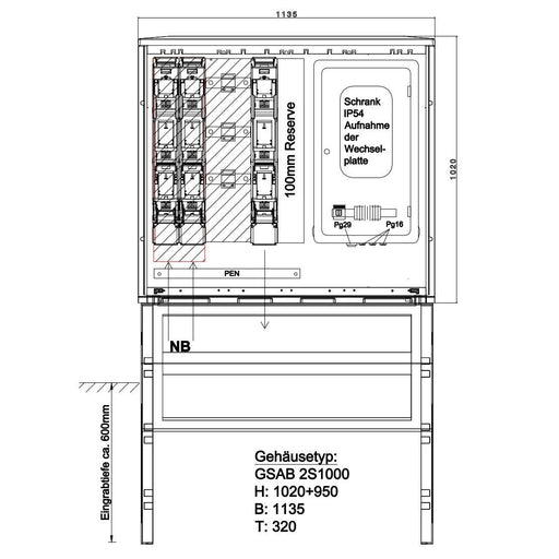 GSAB Elektrotechnik - Zähler-Komplettschrank Wandlermessung 24.W250.001 STW Bonn 250A