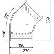 OBO Bettermann - Bogen für Kabelrinne Bogen 45 Grad RB 45 820 FS 85x200 bandverzinkt