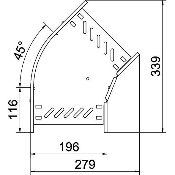OBO Bettermann - Bogen für Kabelrinne Bogen 45 Grad RB 45 820 FS 85x200 bandverzinkt