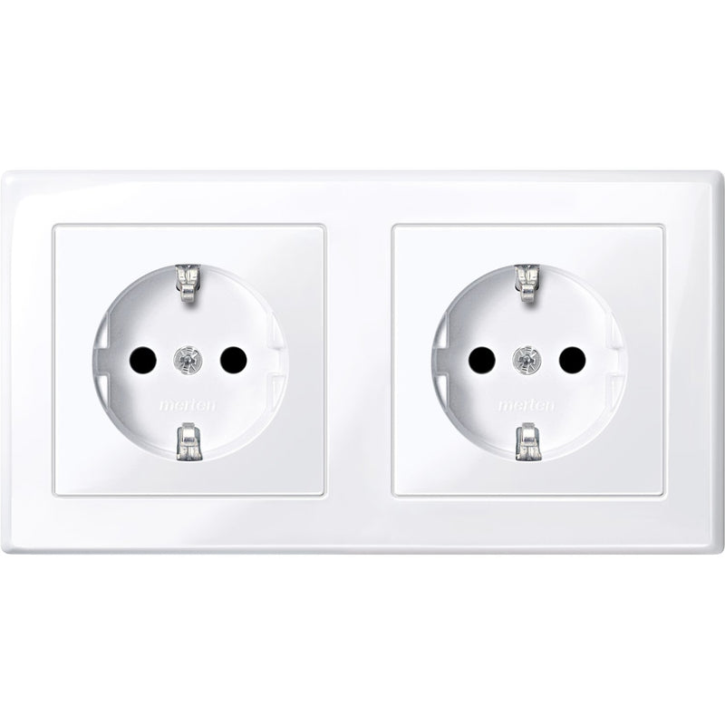 Merten - Steckdose SCHUKO-Steckdose aws/gl MEG2328-1425 Doppel