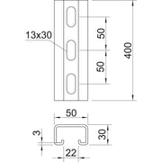 OBO Bettermann - Stiel/Profilschiene Profilschiene MS5030P0400FT gel., schlitzw.22mm