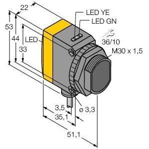 Turck - Lichttaster mit Hintergrundausblendung Opto Sensor QS30VR3FF200QPMA Lichttaster