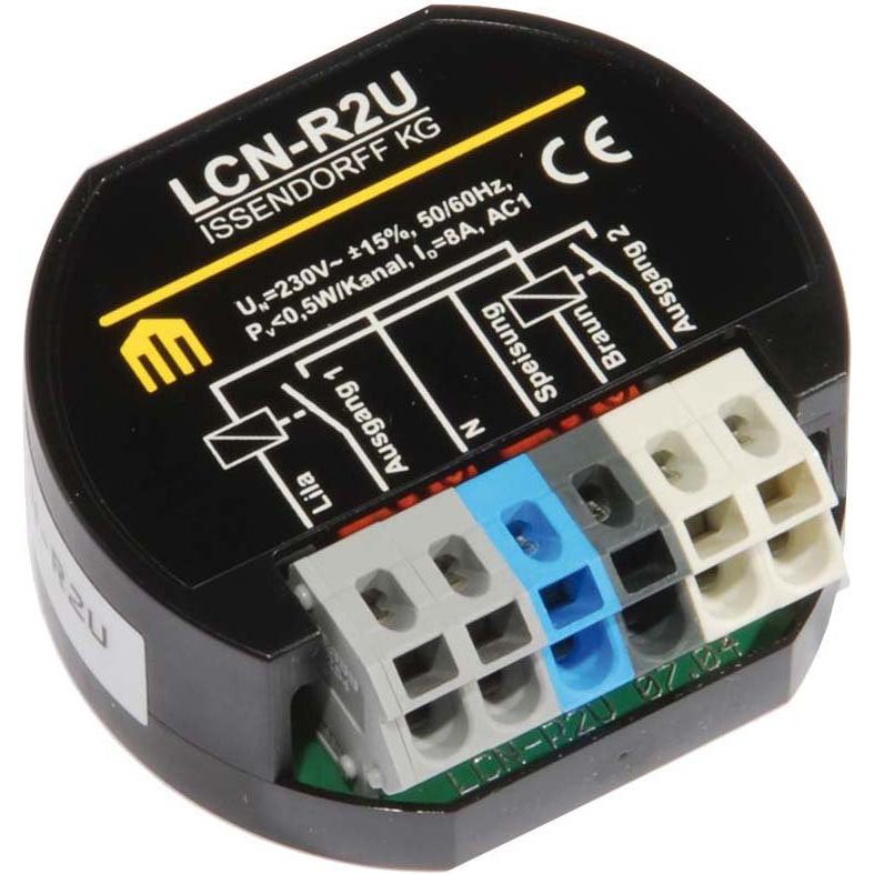 Issendorff - Bussystem-Schaltaktor Relais UP 2-fach 8A LCN - R2U f. LCN-UPP