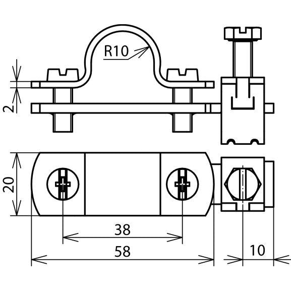 DEHN - Zubehör/Ersatzteile für Erdung und Blitzschutz PA-Klemme PAK 20 AQ4 95 STTZN f.HVI St/tZn-NIRO