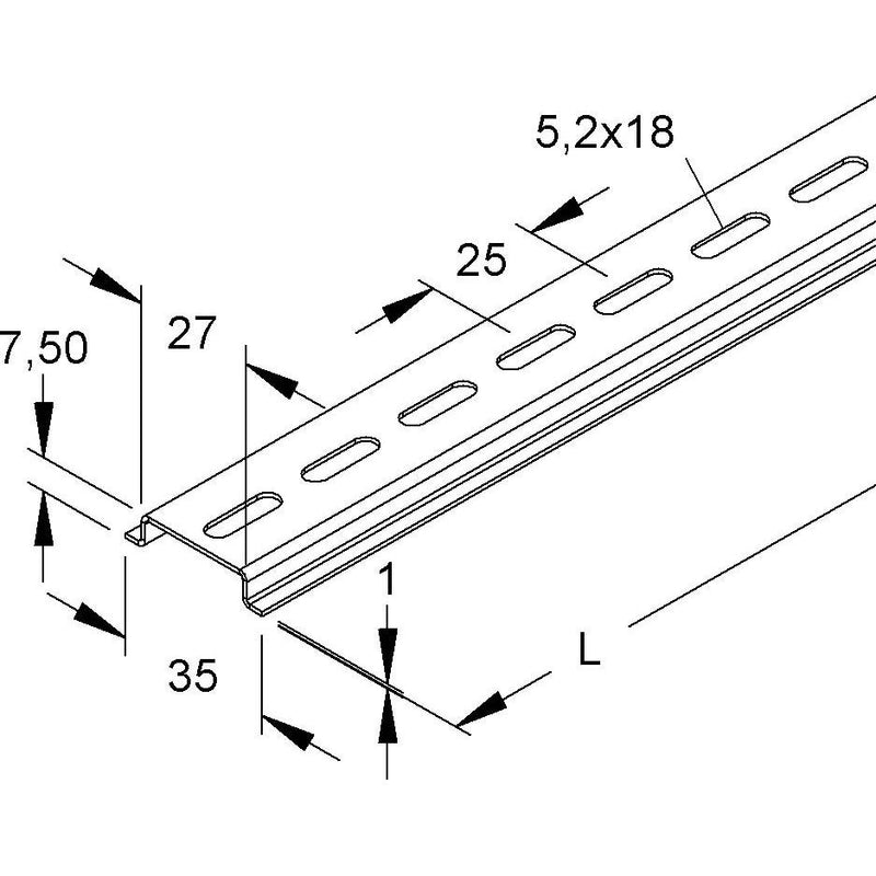Niedax - Tragschiene 2933/4 GL − 80 Meter