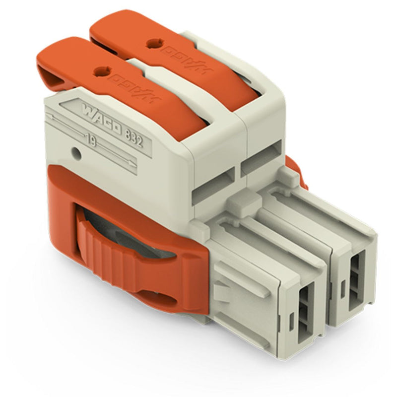 WAGO GmbH & Co. KG - Ein- und mehrpolige Klemmenleiste 1-Leiter-Federleiste,Hebel 832-1102/037-9037 PushinCAGECLAMP,lgr − 20 Stück