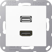 Jung - Multifunktions-Anschlussdose Multimedia-Anschluss aws MA A 1163 WW HDMI/USB m.Tragring