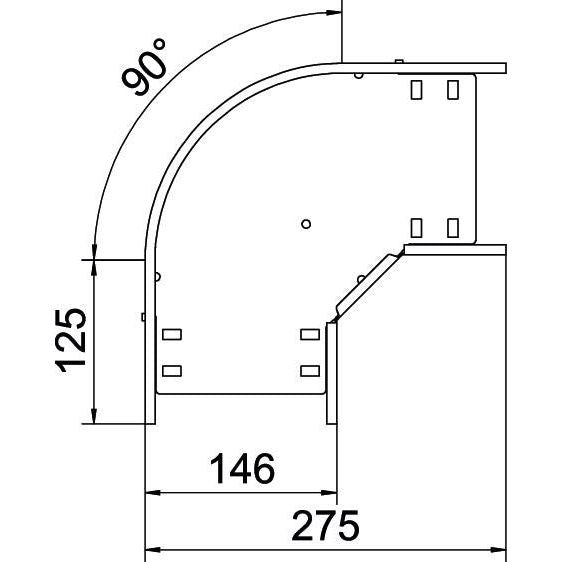 OBO Bettermann - Bogen für Kabelrinne Bogen 90 Grad RB 90 615 A2 60x150, rostfrei