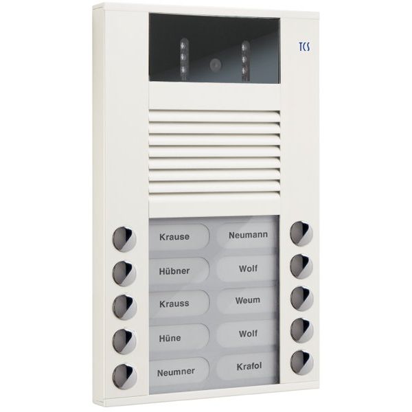TCS Tür Control - Türstation für Türkommunikation Video color Außenstation AVE14103-0018 10Tast 2reih.AP ws