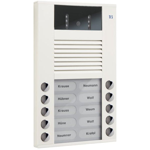 TCS Tür Control - Türstation für Türkommunikation Video color Außenstation AVE14103-0018 10Tast 2reih.AP ws